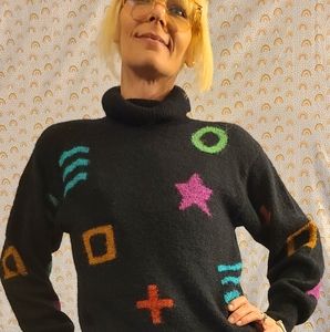1980's Vintage Gillian Perrie Knit Turtleneck Sweater Medium